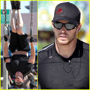 Kellan Lutz Works It Out at Muscle Beach