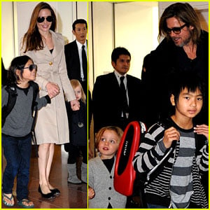 Angelina Jolie & Brad Pitt: Tokyo Airport Arrival with the Kids!