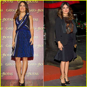 Salma Hayek: 'Puss in Boots' Press Conference in Mexico!