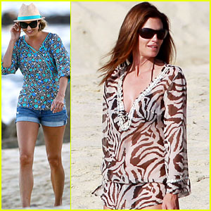 Stacy Keibler: Beach Stroll with Cindy Crawford!