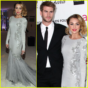 Miley Cyrus & Liam Hemsworth - Elton John Oscar Party