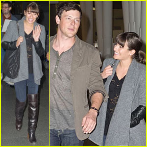 Lea Michele & Cory Monteith Jet Out of JFK