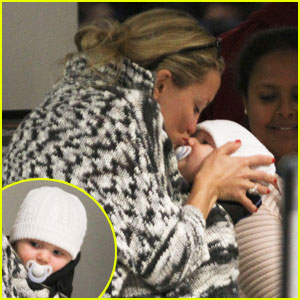 Kate Hudson Kisses Baby Bingham at LAX