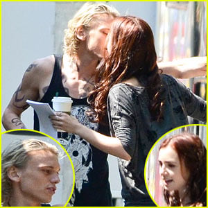 Lily Collins & Jamie Campbell Bower Kiss On 'Mortal Instruments' Set!