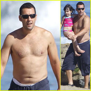 Adam Sandler: Shirtless Beach Time with Sadie & Sunny!