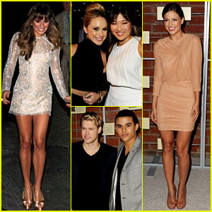 Lea Michele Visits 'Kimmel', 'Glee' Cast Attends Fox Party