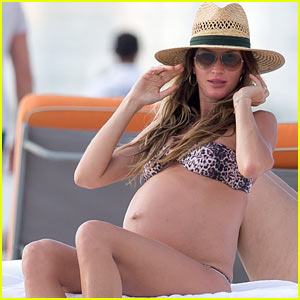 Gisele Bundchen: Pregnant Bikini Baby Bump!