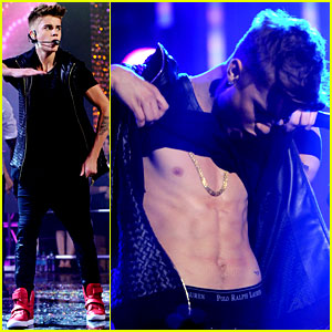 Justin Bieber: Shirtless for New Year's Eve 2013 Performance!