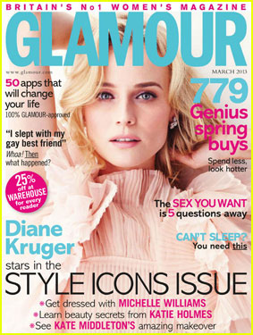 Diane Kruger Covers 'Glamour UK' Magazine March 2013
