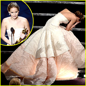 Jennifer Lawrence Wins Best Actress Oscar, Falls on Stage