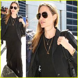 Angelina Jolie Lands in Los Angeles After Congo Trip