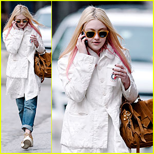 Dakota Fanning: Pink Haired Phone Chatter!