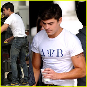 Zac Efron: Frat Tattoo on Bulging Bicep for ‘Townies’!