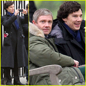 Benedict Cumberbatch & Martin Freeman Film 'Sherlock' Season 3