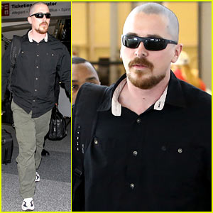 Christian Bale: Bald Head at LAX!