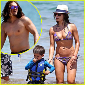 Sarah Shahi: Bikini Family Vacation with Shirtless Steve Howey!