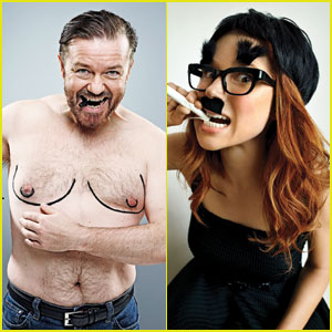 Shirtless Ricky Gervais & Ellie Kemper: 'GQ' Comedy Features!