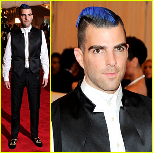 Zachary Quinto: Blue Hair on Met Ball 2013 Red Carpet