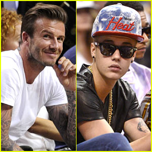 David Beckham & Justin Bieber: Courtside for Heat Basketball!