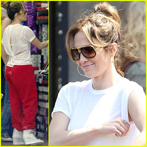 Jennifer Lopez Wears Cut Out Shirt While Shopping