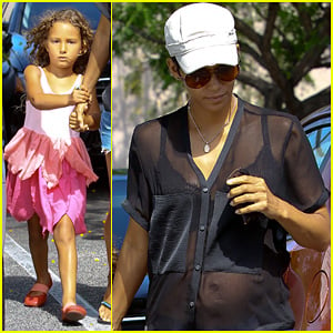 Pregnant Halle Berry: Sheer Top at Bristol Farms with Nahla!