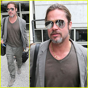 Brad Pitt: LAX Landing After France Trip!