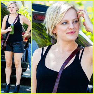 Elisabeth Moss Wears Leather Shorts for 'Listen Up Philip'