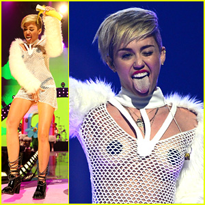 Miley Cyrus Sings 'Wrecking Ball' in Nearly Nude Outfit (Video)
