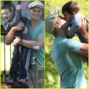 Tom Brady Showers Benjamin & John with Kisses & Hugs!