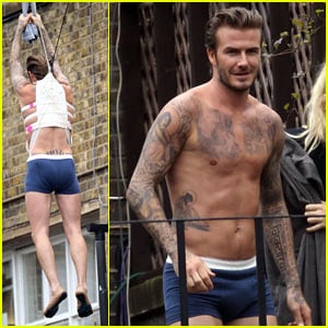 David Beckham: Shirtless & Underwear-Clad for Aerial H&M Shoot!