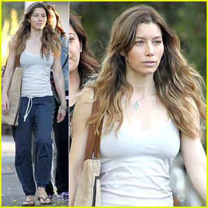 Jessica Biel Shows Off Svelte Body in Tiny Tank for 'Shiva & May'