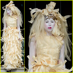 Lady Gaga Steps Out in Full Face Powder & Interesting Dress