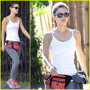Rachel Bilson Jogs with Red Fanny Pack!