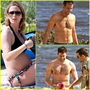 Emily Blunt Displays Pregnant Bikini Body, Bradley Cooper & John Krasinski  Go Shirtless!, Bikini, Bradley Cooper, Emily Blunt, John Krasinski, Pregnant  Celebrities, Shirtless