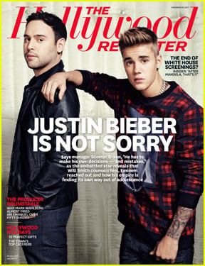 Justin Bieber: 'Hollywood Reporter' Cover with Scooter Braun!