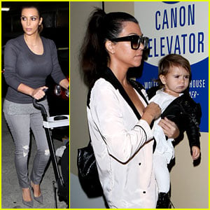 Kim & Kourtney Kardashian Get Lunch with Their Daughters!