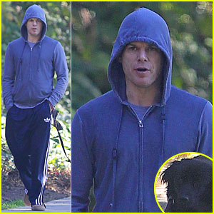 Michael C. Hall: Low Profile Walk with Pet Pooch!