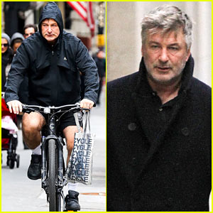 Alec Baldwin Bikes in Shorts in Freezing New York City