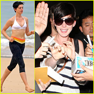 Anne Hathaway Greets Mob of Fans After Bikini Vacation!