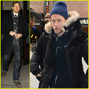 Charlie Hunnam Braves the Cold in New York City!