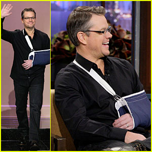 Matt Damon Wears Arm Sling on 'Tonight Show with Jay Leno'!
