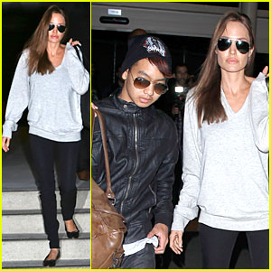 Angelina Jolie & Maddox Depart LAX Airport Sans Brad Pitt on Valentine's Day!