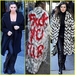 Kim Kardashian Shops with Her Sisters, Khloe Spray Paints 'Fxck Yo Fur' on Her Coat!