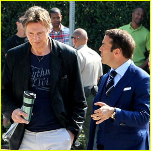 Liam Neeson Films 'Entourage' Movie Scenes with Jeremy Piven