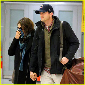 Mila Kunis & Ashton Kutcher Hold Hands Upon Arrival in NYC!