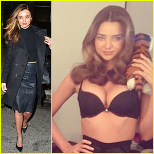 Miranda Kerr Shows Off Cleavage in Black Bra in Front of a Mirror!