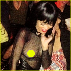 Rihanna Bares Her Nipples in Fishnet Top with No Bra (Photos)