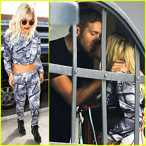 Rita Ora Kisses Calvin Harris in Credit Card Inspired Outfit!