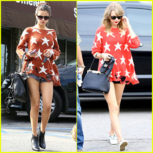 Selena Gomez Wears Same Star Sweater Owned by BFF Taylor Swift – See ...