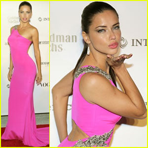 Adriana Lima Blows Kisses on the Brazil Foundation Gala 2014 Red Carpet
